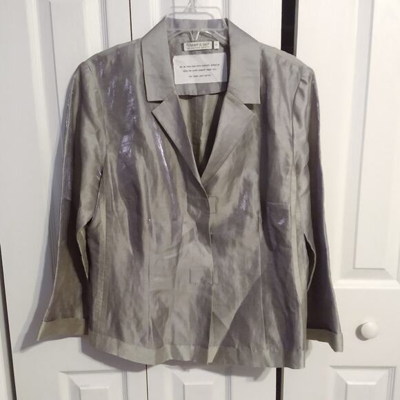 Comme Il Faut by Carole Godin Silver Blazer with Snap Closure Size 4 - Picture 1 of 7